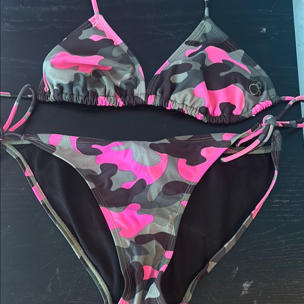 OP Pink and Green Camo Bikini